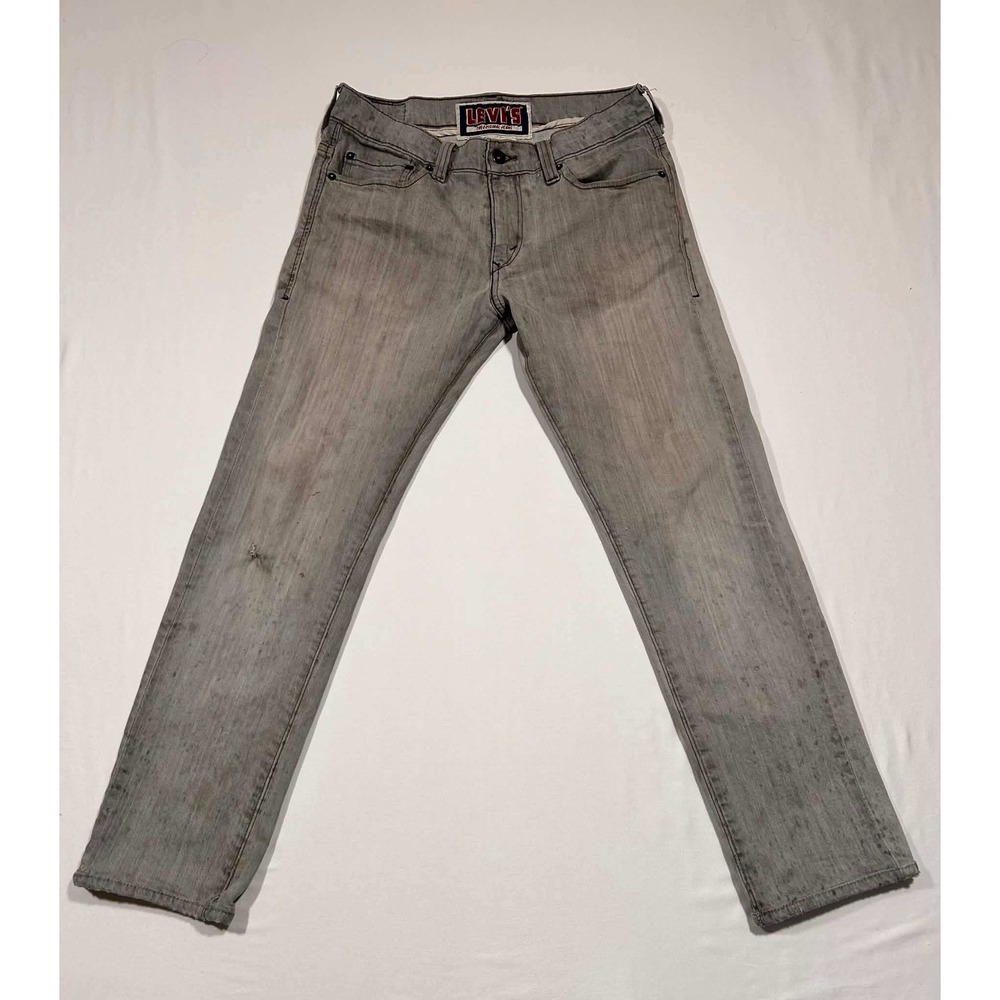 Levis 511 Skinny Jeans Mens W32 L34 Gray Distressed Faded Denim 5 Pocket